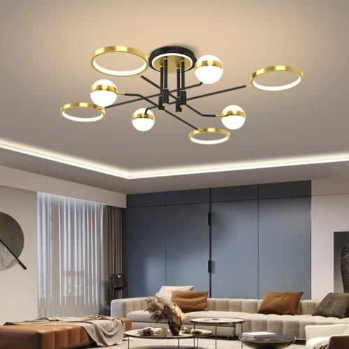 Creative LED Ceiling Lamps Gold Rings Lighting For Living Room Kitchen Porch Bedroom Villa Hall Indoor Home Decorative Fixtures