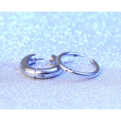 1 Pair Thickness 1.6-5mm Stainless Steel Round Hoop Earrings For Men Women Cute Small Circle Ear Buckle Punk Simple Jewelry