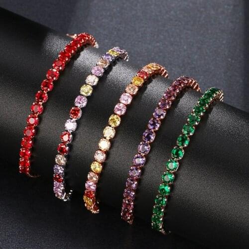 KSRA 2020 Korean Rainbow Zircon Bracelet For Women Fashion Luxury Multicolor Crystal Wedding Bridal Jewelry Adjustable Bracelet
