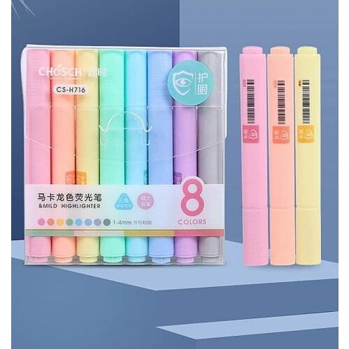 8Pcs/set Macaron Series Creative Fluorescent Pen Highlighter Pencil Candy Color Drawing Marker School Office Supplies