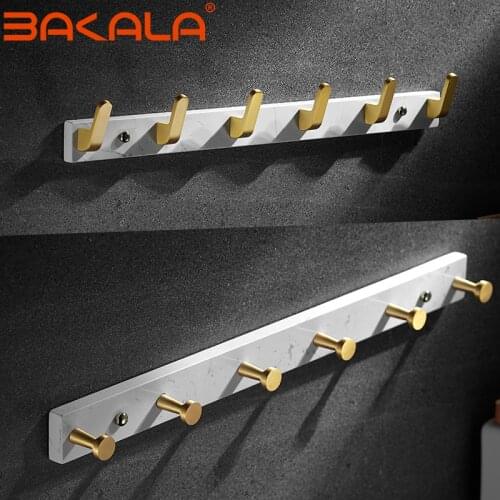 Marble Aluminum Kitchen Bathroom Towel Clothes Hanger Holder Brushed Gold Wall Hook Home Coat Hat Key Hook Hanging Rack Hardware