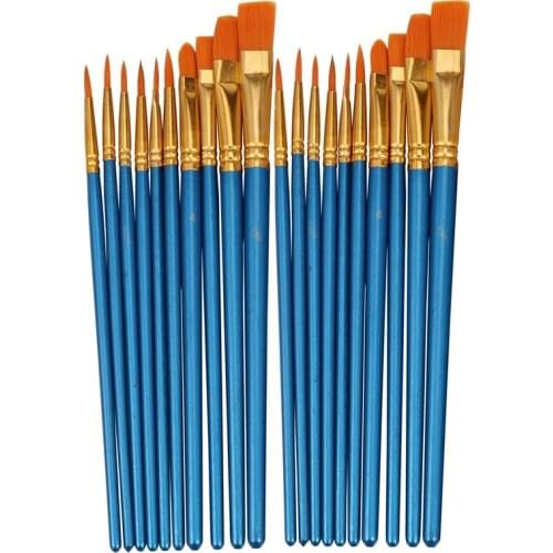 Paint Brush Set by, 20 pcs Nylon Hair Brushes for Acrylic Oil Watercolor Painting Artist Professional Painting Kits