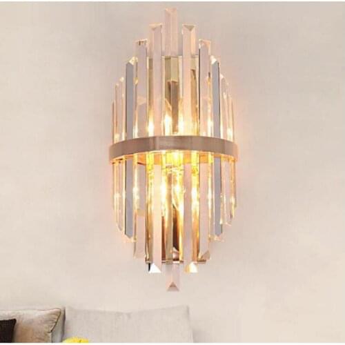 Nordic Crystal Wall Lamp Aisle Bedroom Lamp Stairs Wall Light Vanity Living Room Decoration Bathroom Mirror Light Sconce Crystal