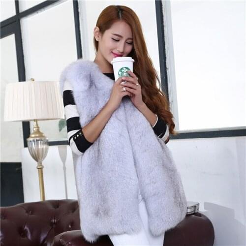 New Real fox fur Vest women full pelt fox fur coat winter fur jacket outerwear
