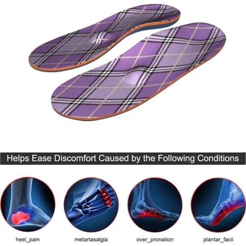 Memory Foam Purple Block Original Arch Support Insoles, Plantar Fasciitis Relief Shoe Inserts for Men and Women