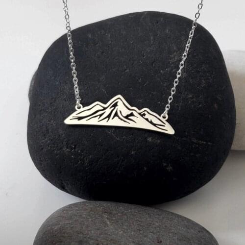 Himalayas Mountain Necklace Stainless Steel Chain Snow Mountain Range Sport Jewelry Nature Hiker Climbing Lover Gifts