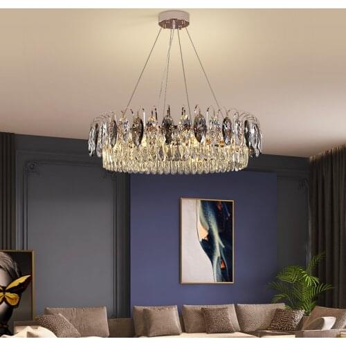 Luxury gold-plated metal K9 crystal chandelier E14LED villa living room bedroom dining room lamp
