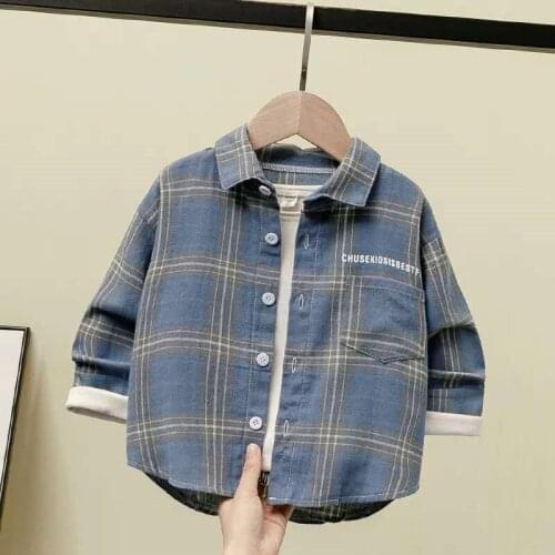Toddler Boys Shirts Korean Casual Long Sleeve Cotton Thin Plaid Tops For Boy 0-7 Years Children Clothes Fashion Blouse 2020 New