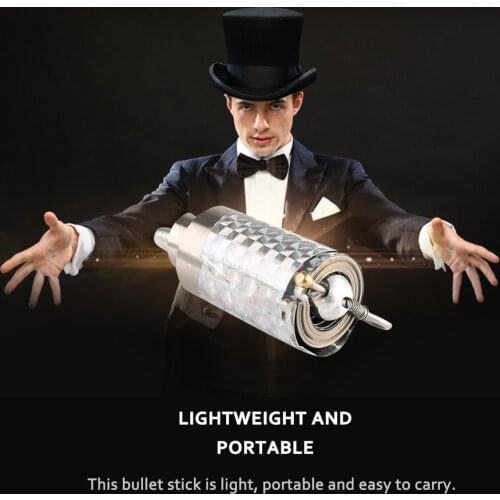 Silver Cudgel Metal Magic Tricks Toys For Professional Magician Stage Mini Steel Bomb Magic Props Bullet Stick