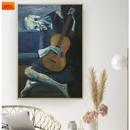 The Old Guitarist 1903-1904 by Pablo Picasso Wall Art Posters Canvas Prints Painting Decorative Nordic Canvas Art Picture Decor