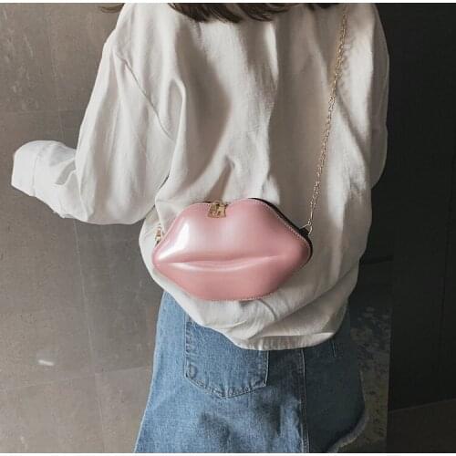 Lips Shape PVC Handbags Women Zipper Shoulder Bag Crossbody Messenger Phone Coin Bag Evening Party Clutches Bolsas Feminina Saco