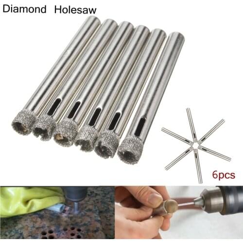 6Pcs 1/4 Inch Diamond Holesaw Drill Bit For Tile Ceramic Glass Porcelain Marble Diamond Coated