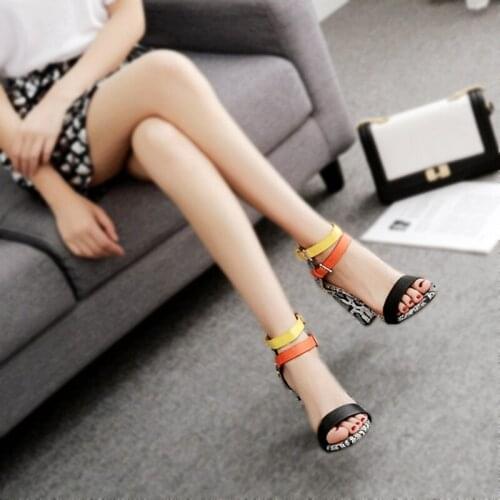 High heels women shoes Ladies FashionMixed Colors High Heels Buckle Sandals Casual Shoes summer sandals plus size 43