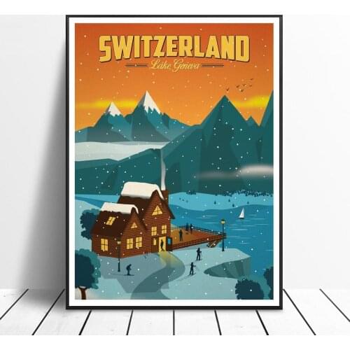 VINTAGE SWITZERLAND Canvas Painting Art Print Poster Picture Wall Modern Minimalist Bedroom Living Room Decoration