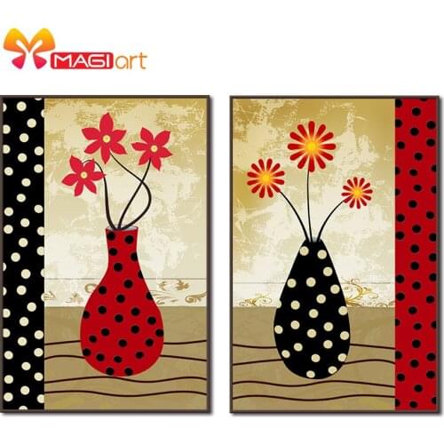 Cross stitch kits Embroidery needlework sets 11CT water soluble canvas patterns 14CT Mordern style Polka dot vase-NCMF088