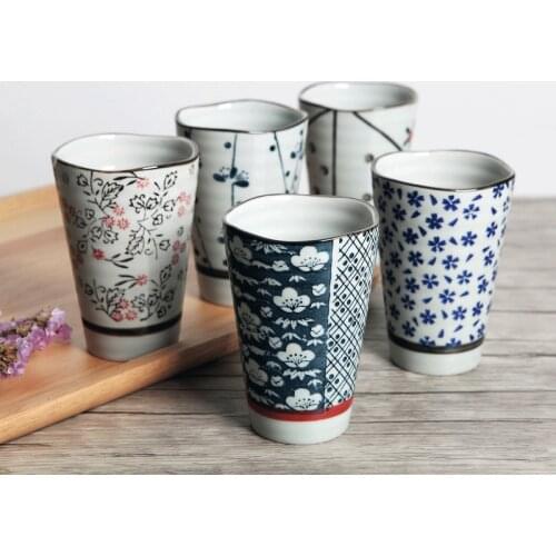 Japanese Creative Ceramic Cup Hand-painted Floral Tea Cup Coffee Cup Beer Mug Gift Set