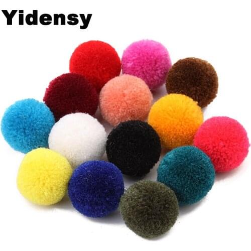 Yidensy 50pcs Candy Color Round Fur Ball 2cm Pom Pom Beads Charms Pendants for Earrings Neckalce DIY Jewelry Making Findings