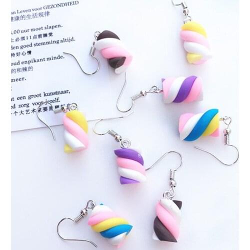 Creative Marshmallow Clay Earrings Sweet Cute Colorful Dangle Earrings Women Funny Student Earrings Girl Holiday Birthday Gift