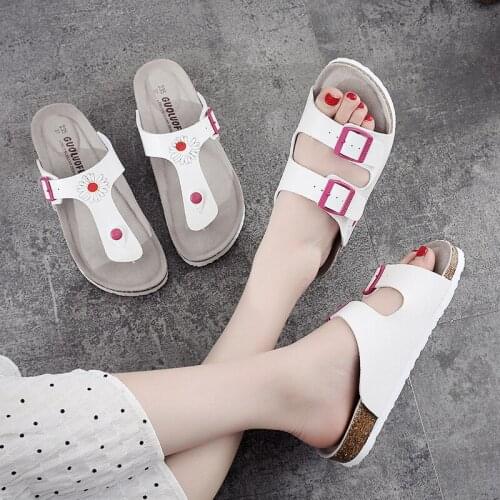2021 New Cork Slippers Womens Summer Anti Slip Fashion Versatile Beach Sandals
