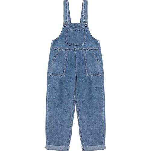 New 2021 Fashion Denim Overalls Baggy Jeans Woman High Waist Girls Streetwear Mujer Trousers Pants Black Blue Denim Vintage