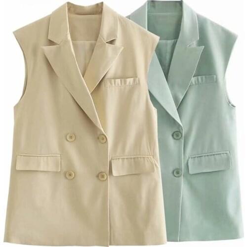 Nice Casual Woman Solid Loose Blazer Vest New Spring Elegant Female Button Sleeveless Outwear Ladies Oversized Tank