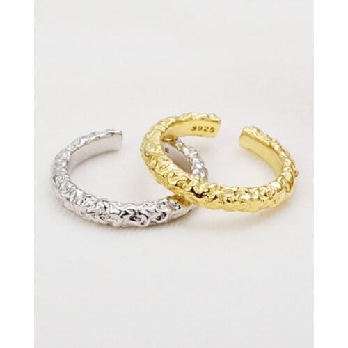 MLKENLY S925 Sterling Silver Open ring Simple and cool ins fold tin foil Opening Women Finger Ring For Girl Lady Party Wedding