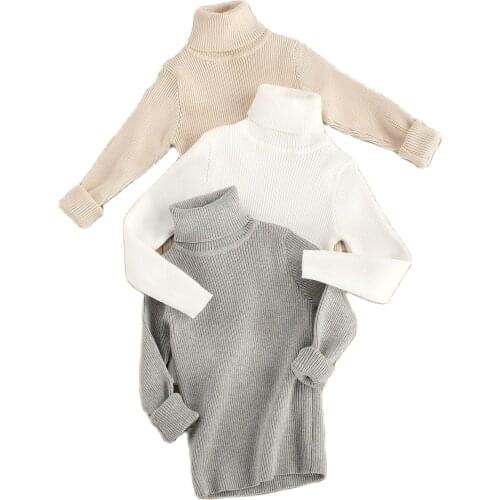 2020-10-23 Wallarenear 0-6Y Autumn Winter Baby Boy Girl Sweater Tops Long Sleeve Solid Color High Collar Pullover Top