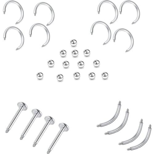 50Pcs Hot Selling Steel Screw Ball Nail Piercing Nose Eyebrow Circle Screw Ball Replacement Accessories Body Jewelry