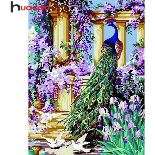Huacan DIY Diamond Embroidery Mosaic Cross Stitch Peacock Full Square/Round Diamond Painting Animal 5D Home Decor