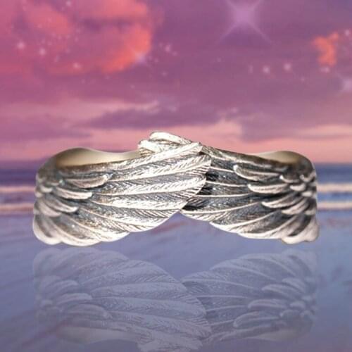 American New Punk Style Wing Open Ring Hip-hop Rock Mens Ring Couple Ring Adjustable Ring Gothic Angel Wing