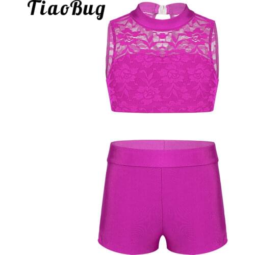 Girls Dance Set Vest Tops Shorts Sports Ballet Gymnastics Modern Dance Training Practice Set