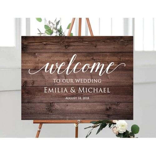 Welcome To Our Wedding Sign Name And Date Welcome Wedding Sign Ceremony Sign Rustic Personalized Wedding Signs