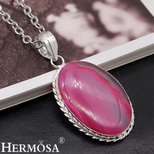 Hermosa Perfect Oval BotswanaAgatet New Arrival Necklace Pendant 2 1/4 Inches NY882 Free Shipping
