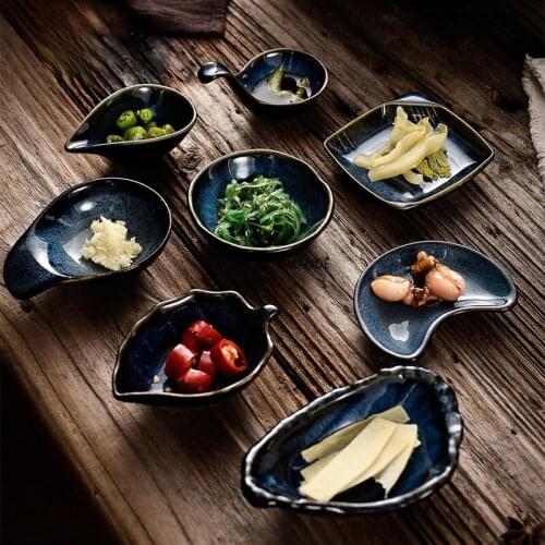 1Pcs Japanese Style Ceramic Sauce Dish Round Square Household Hotel Small Dish Seasoning Soy Sauce Dish Tableware