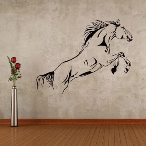 Galloping Horse Creative Living Room Wall Decor Poster Black Calligraphy Horse Wall Decal Removable PVC Double Visual Wallpaper