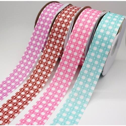 5 yards 1.5'' 38MM Heart Lattice Printed Grosgrain Ribbons For Hair Bows DIY Handmade Materials Y202081101