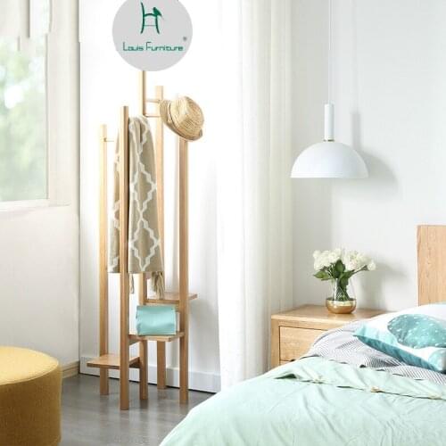 Louis Fashion Coat Racks All Solid Wood Floor Clothes Simple Living Room Lobby Creative Hangers