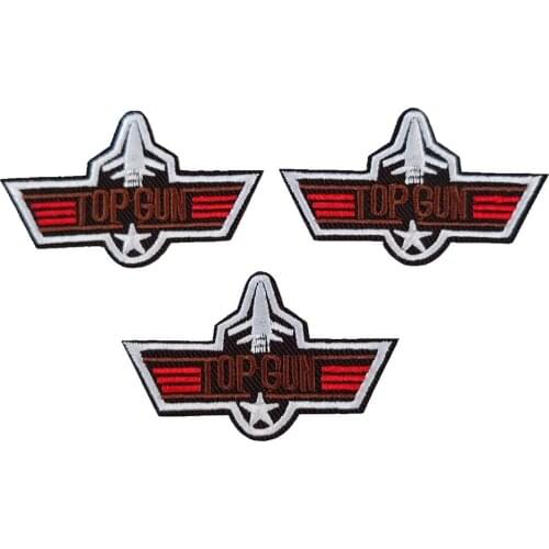 TOP GUN Flight Badge Iron on Embroidered Military Patches for Jeans DIY Decals 5pcs