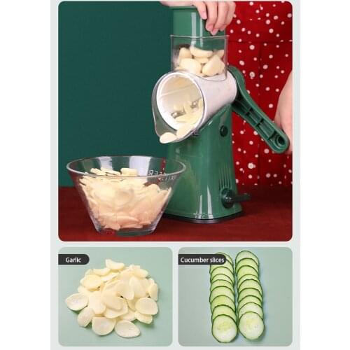 Multifunctional Rotary Drum Manual Vegetable Cutter Shredder Slicer Grater Kitchen Tool for Daily Housework Meal Cooking