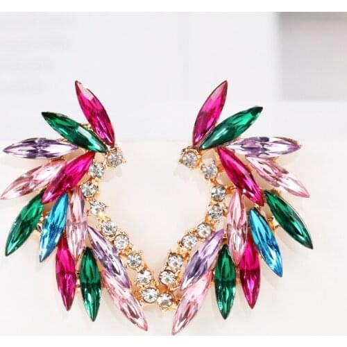 JK Fashion Women Earrings Bright Color Gorgeous Party Accessories Handmade Ladys Gift Feather Design Statement Jewelry New