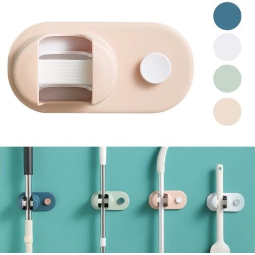 Wall Mounted Mop Broom Hanger Holder Adhesive Paste Storage Racks Clip Hanging Pipe Hooks Household Tools
