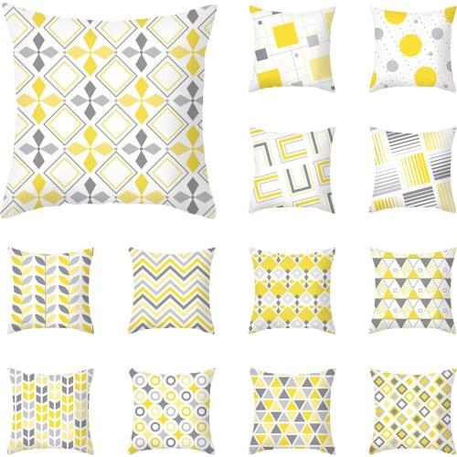 Nordic Geometric Docorative Cushion Cover Yellow and Grey Home Decor Pillow Case Office Sofa Car Throw Pillow Cover 45x45cm