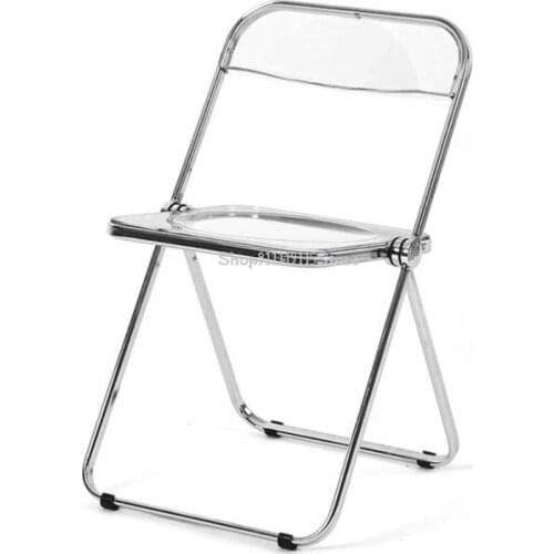 Nordic Transparent Folding Chair Back Home Dining Chair Net Red Ins Stainless Steel Korean Decorative Chair Acrylic Crystal