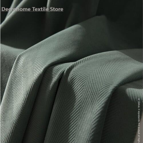 Nordic Minimalist Modern Living Room Bedroom Herringbone Velvet Curtain Thick Shading Atmosphere American Retro Green Curtains