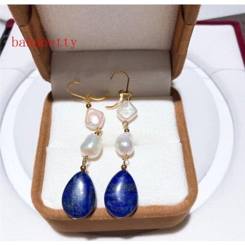 New fashion contracted joker natural Natural irregular pearl 13X18MM stone earrings