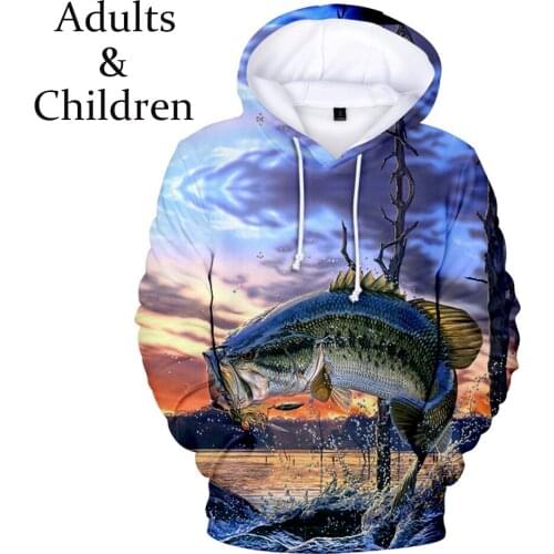 New Fashion 3D fish Hoodies Men Women New print Boys Girls Sweatshirt children casual Kids Autumn fish pullovers