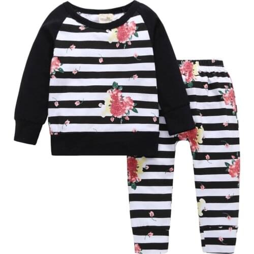 Floral Infant Baby girls clothes Outfit 2 Pieces Sets 2019 Spring Flower Printed Tops Coat+ Pants Newborn Toddler girl clothing