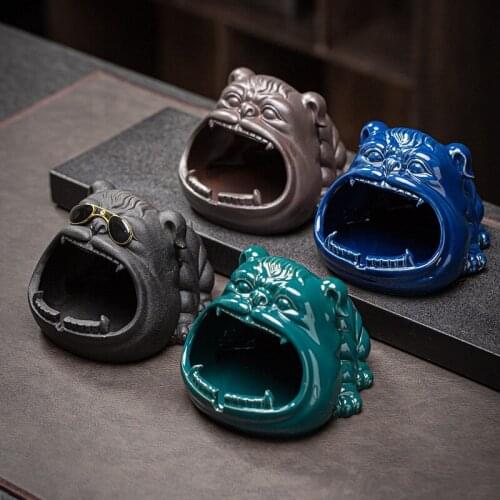 Household Cartoon Dog Ashtray Creative Ceramic Cute Big Mouth Dogs Ornaments Personality Trend Home Decoration Accessories