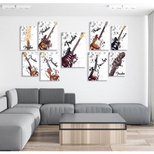 Stratocaster Guitar Fender Bass Poster Decorative Picture Modern Wall Art Paintings Home Decor No Frame
