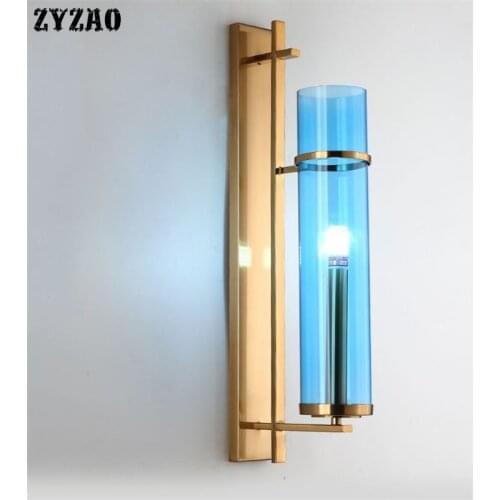 Post-modern Minimalist Stained Glass Wall Lamps American Living Room Home Decor Bedroom Mirror Lamp Nordic Designer Wall Lights